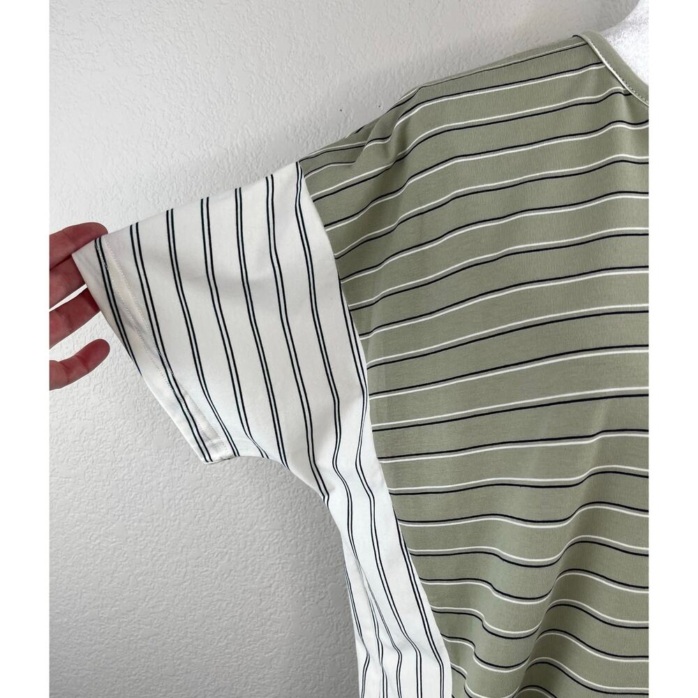 Suzanne Betro Weekend Green Stripe Side-Tie Tunic Top Short Sleeve S NWT - Picture 8 of 14